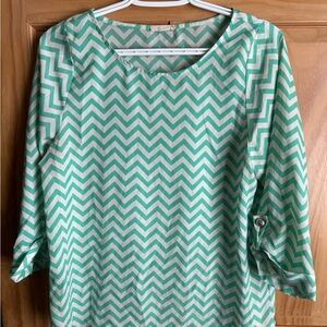 Chevron Patterned Green Top